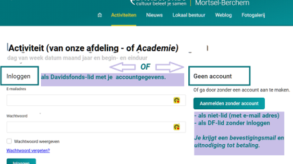 Aanmelden voor een afdelingsactiviteit